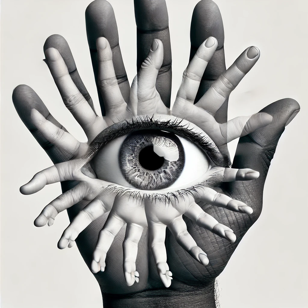 A-realistic-illustration-of-diplopia-double-vision-in-a-human-hand.
